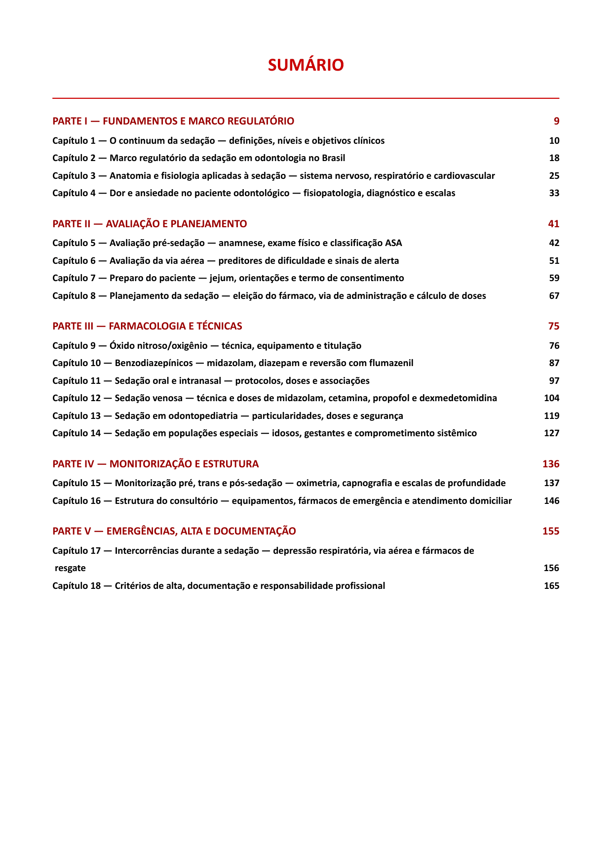 Sumário de Sedação em Odontologia